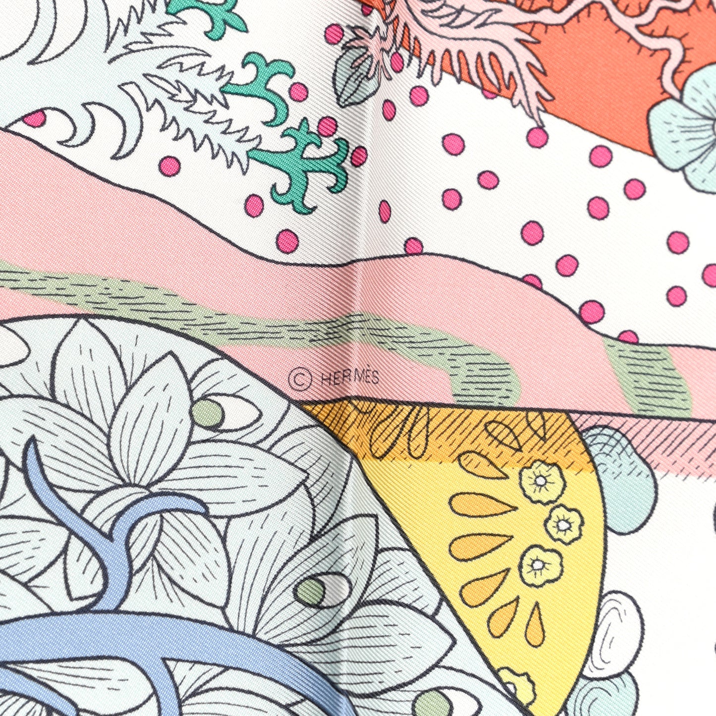 Silk Le Premier Chant Scarf 90 Abricot Ciel Vert
