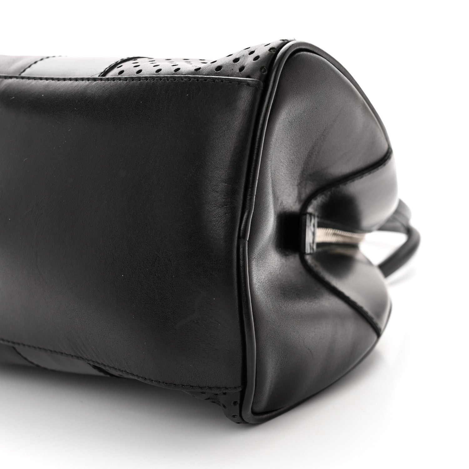 Prada Vitello Drive Perforated Bowling Bag Black 10 of 10