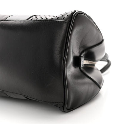 Prada Vitello Drive Perforated Bowling Bag Black 10 of 10