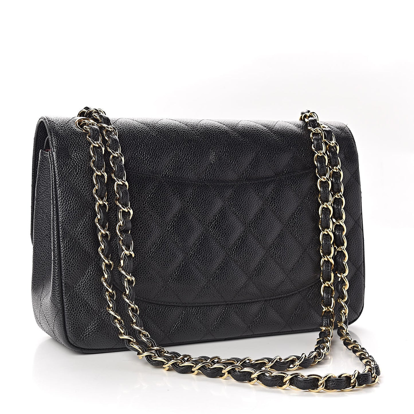 Caviar Quilted Jumbo Double Flap Black