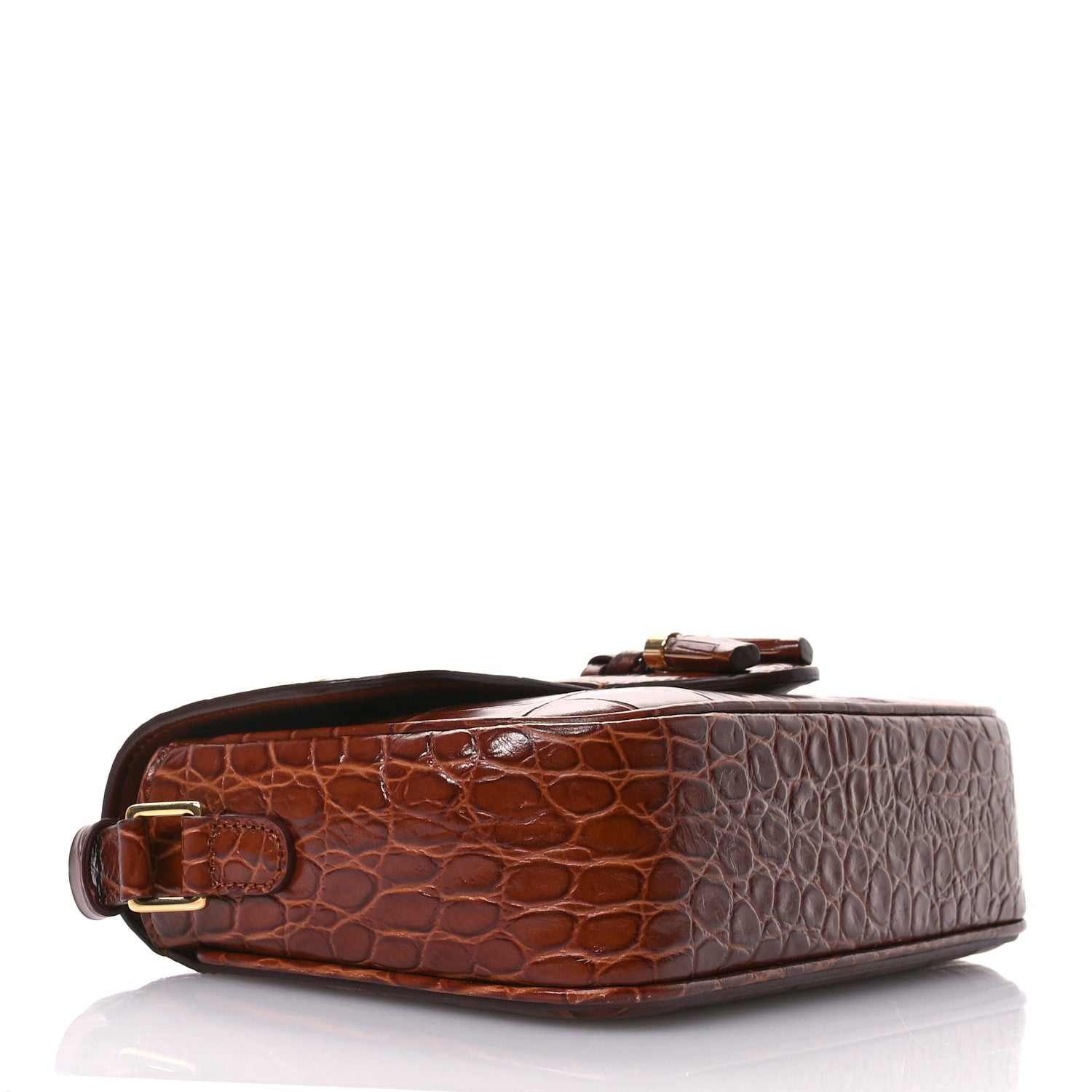 Celine Calfskin Crocodile Embossed Medium Tassel Bag Tan 4 of 11