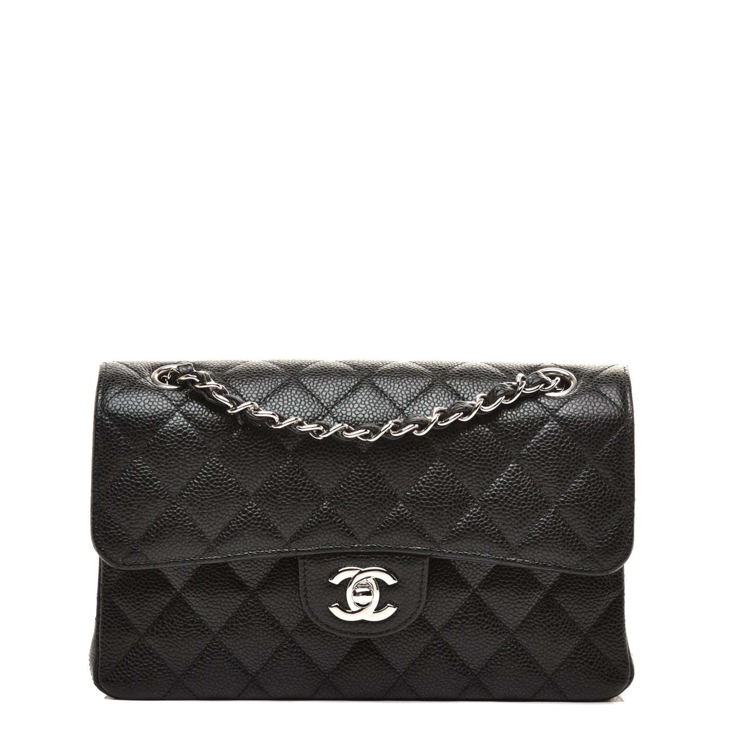 Caviar Quilted Small Double Flap Black