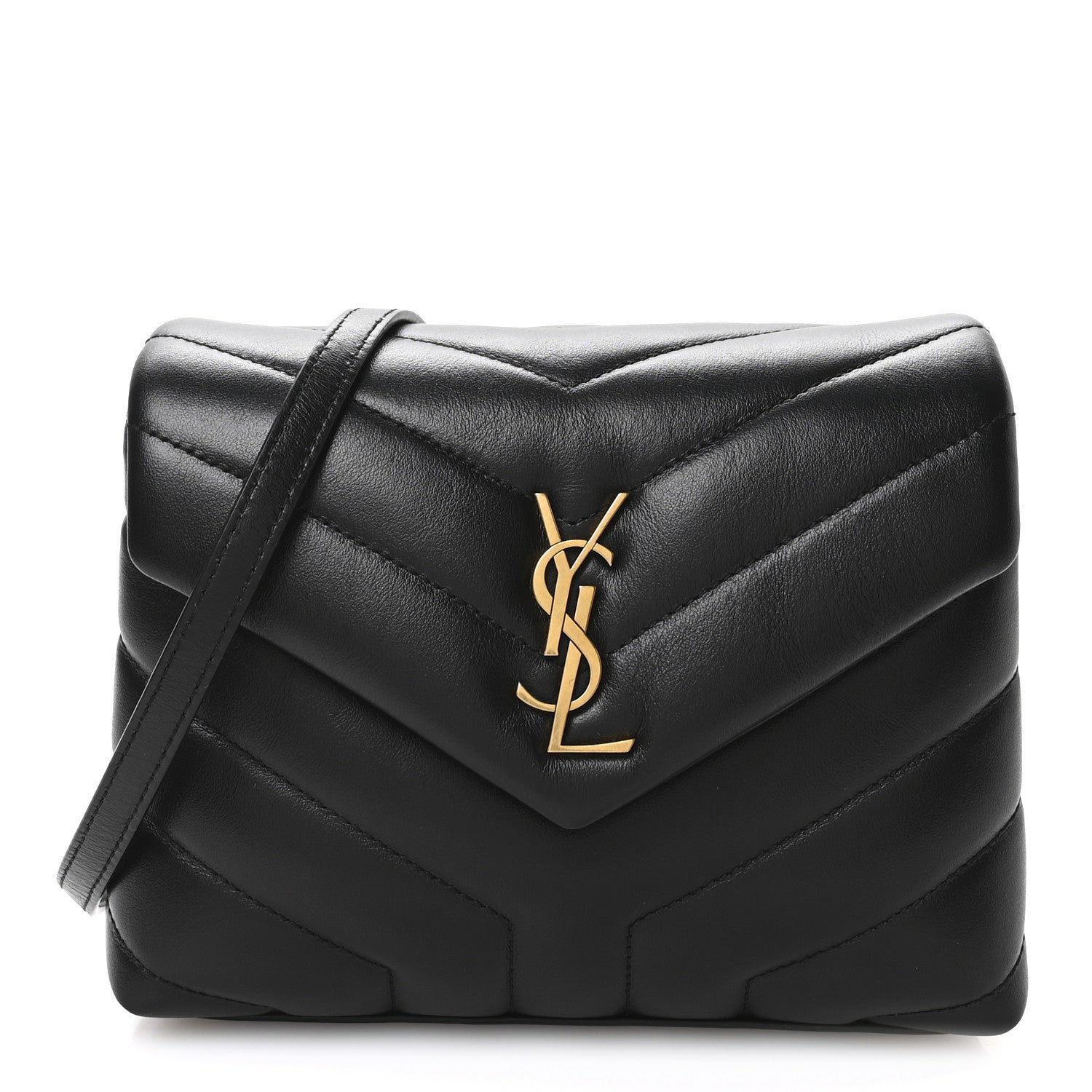 Saint Laurent Calfskin Y Quilted Monogram Toy Loulou Crossbody Bag Black 1 of 11