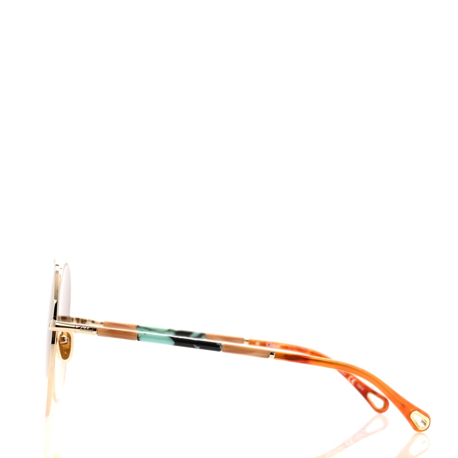 Chloe Metal Round Sunglasses CH0112S Gold Brown 3 of 7