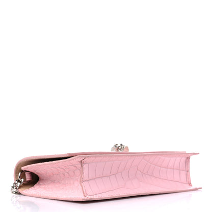Alexander McQueen Calfskin Crocodile Embossed Skull Mini Crossbody Bag Pink 4 of 8