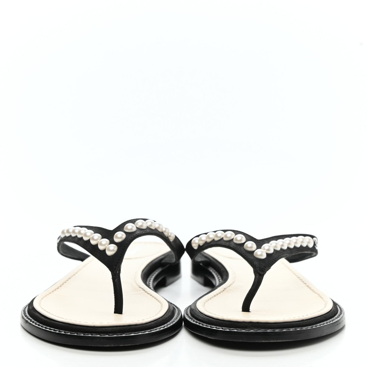 Suede Pearl Thong Sandals 39 Black