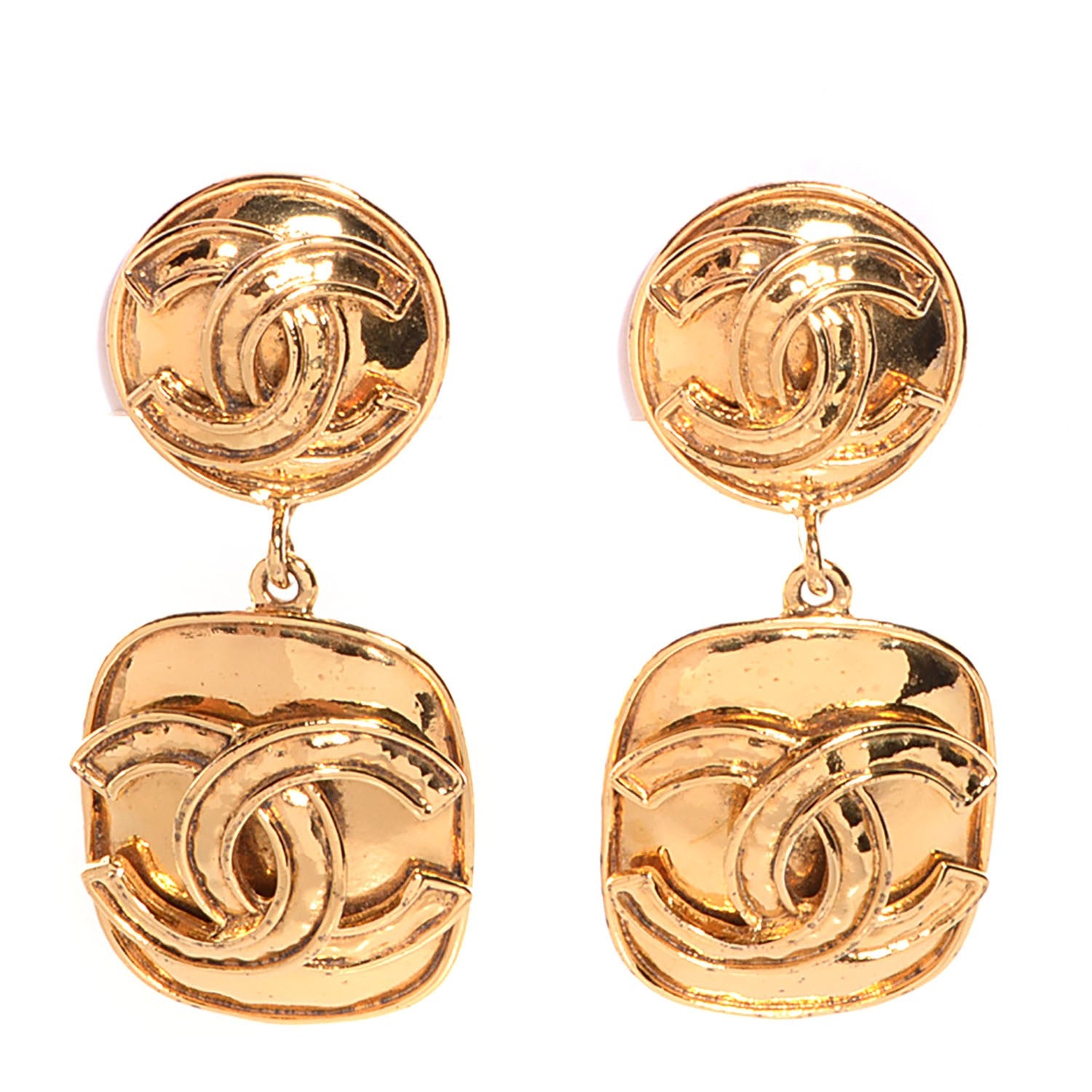 Chanel CC Clip On Drop Earrings Gold 1 of 4