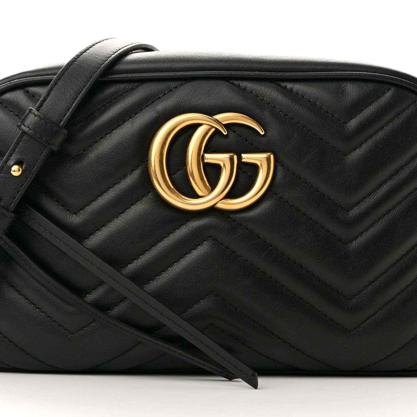 Calfskin Matelasse Small GG Marmont Chain Shoulder Bag Black