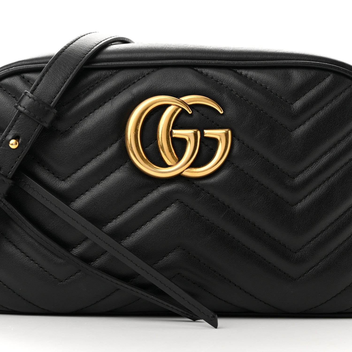 Gucci Calfskin Matelasse Small GG Marmont Chain Shoulder Bag Black 8 of 14