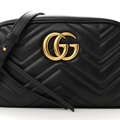Gucci Calfskin Matelasse Small GG Marmont Chain Shoulder Bag Black 8 of 14