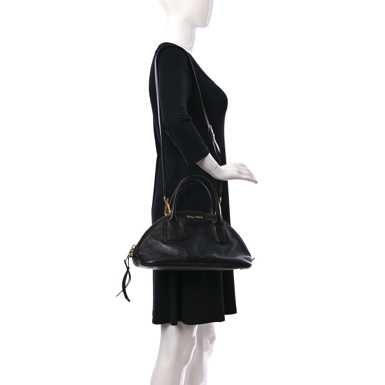 Miu Miu Goatskin Madras Bauletto Black 2 of 9