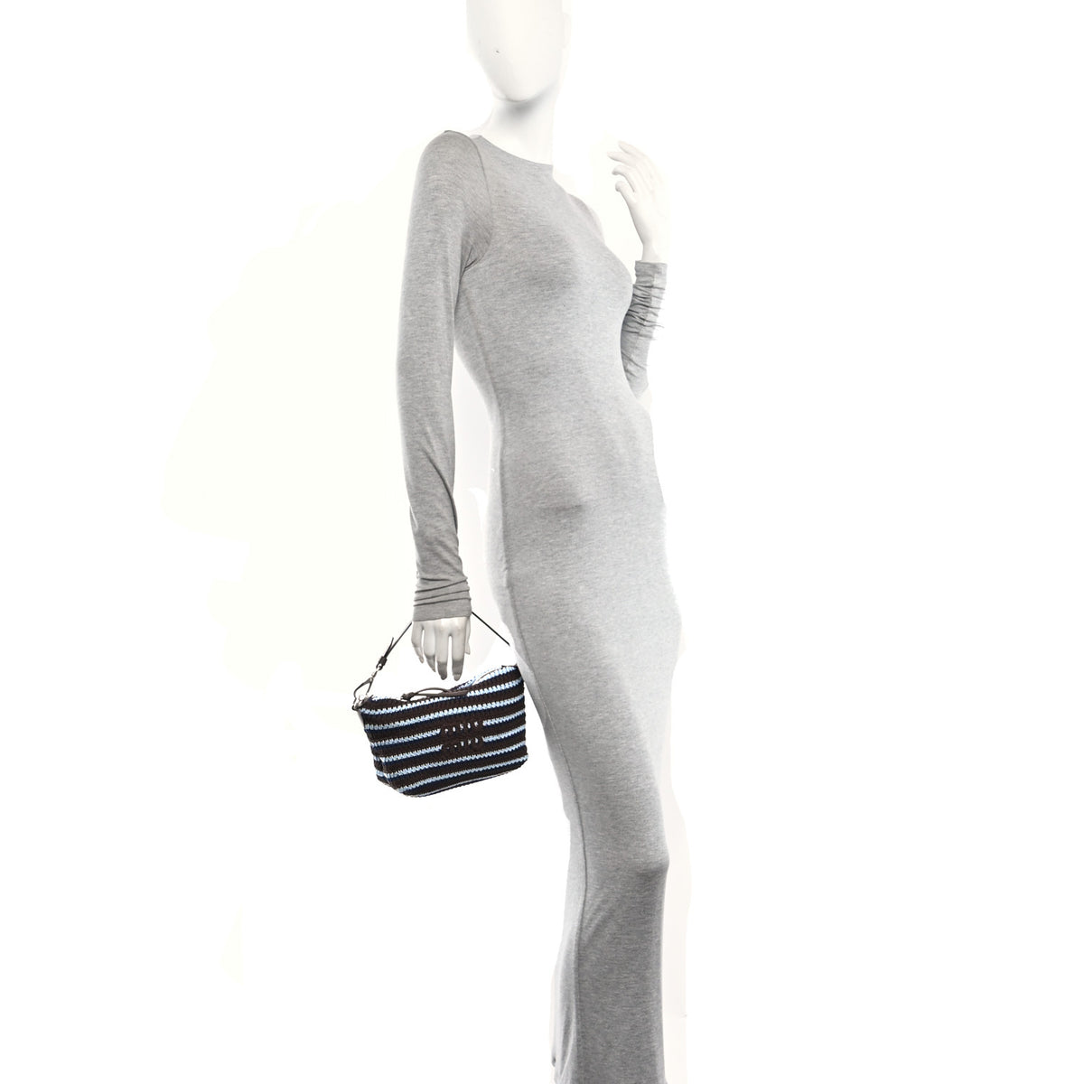 Miu Miu Fabric Crochet Mini Spirit Bag Cacao Celeste 2 of 10