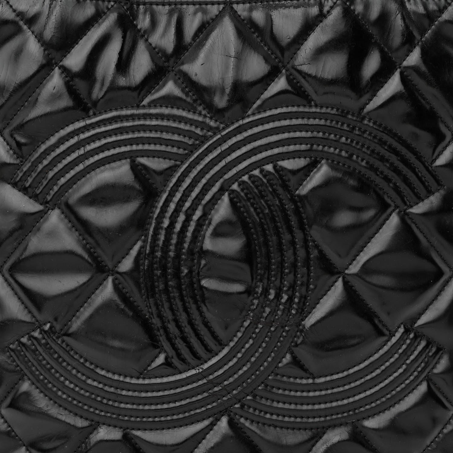Chanel Patent Quilted Expandable CC Shoping Tote Black 8 of 20