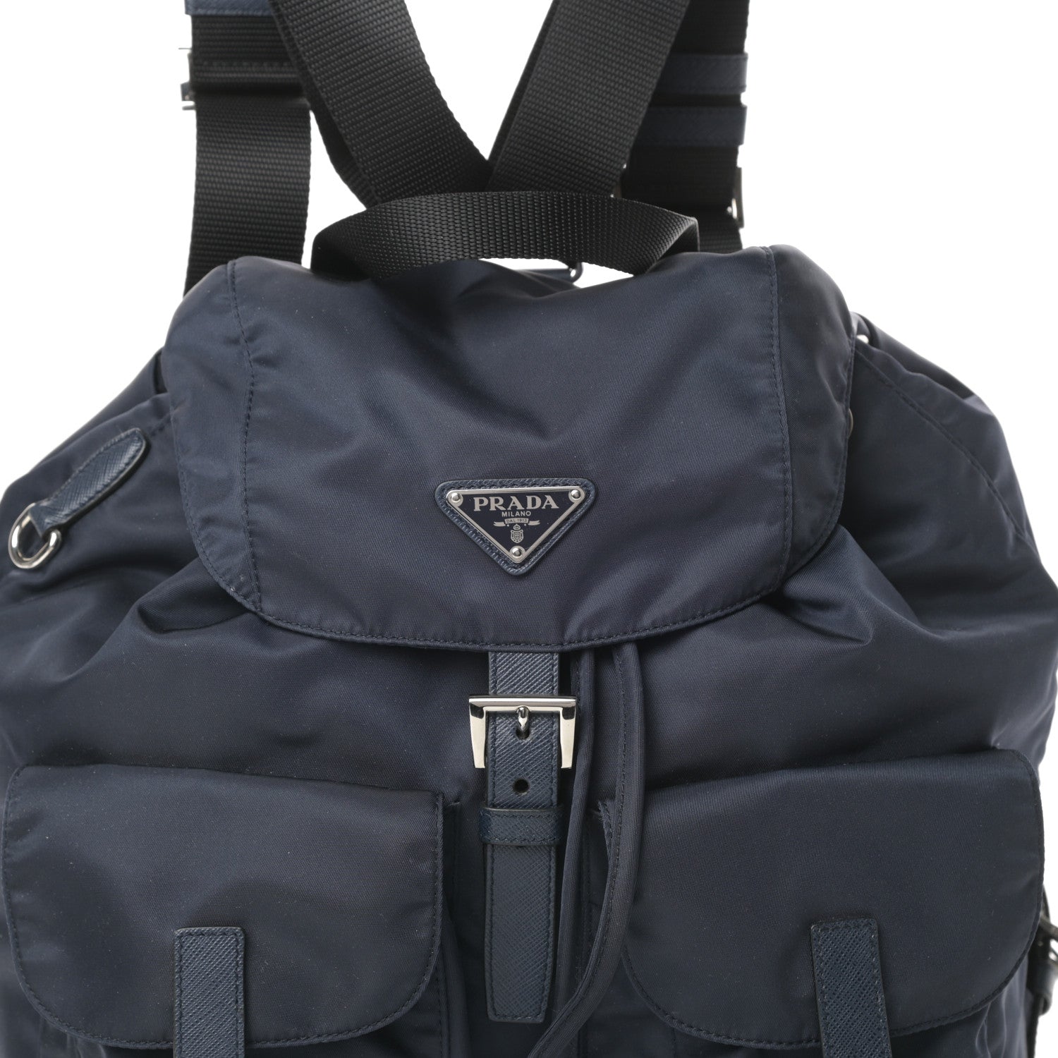 Prada Tessuto Nylon Medium Backpack Blue Black 9 of 12