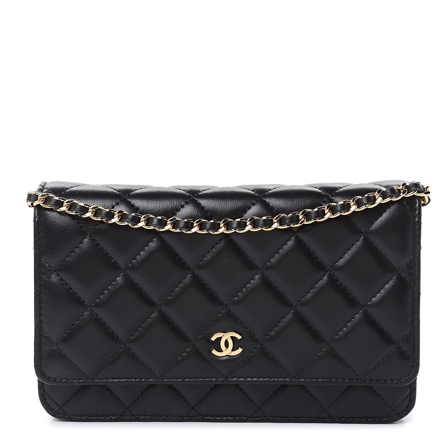 Chanel Lambskin Quilted Wallet On Chain WOC Black 1 of 10