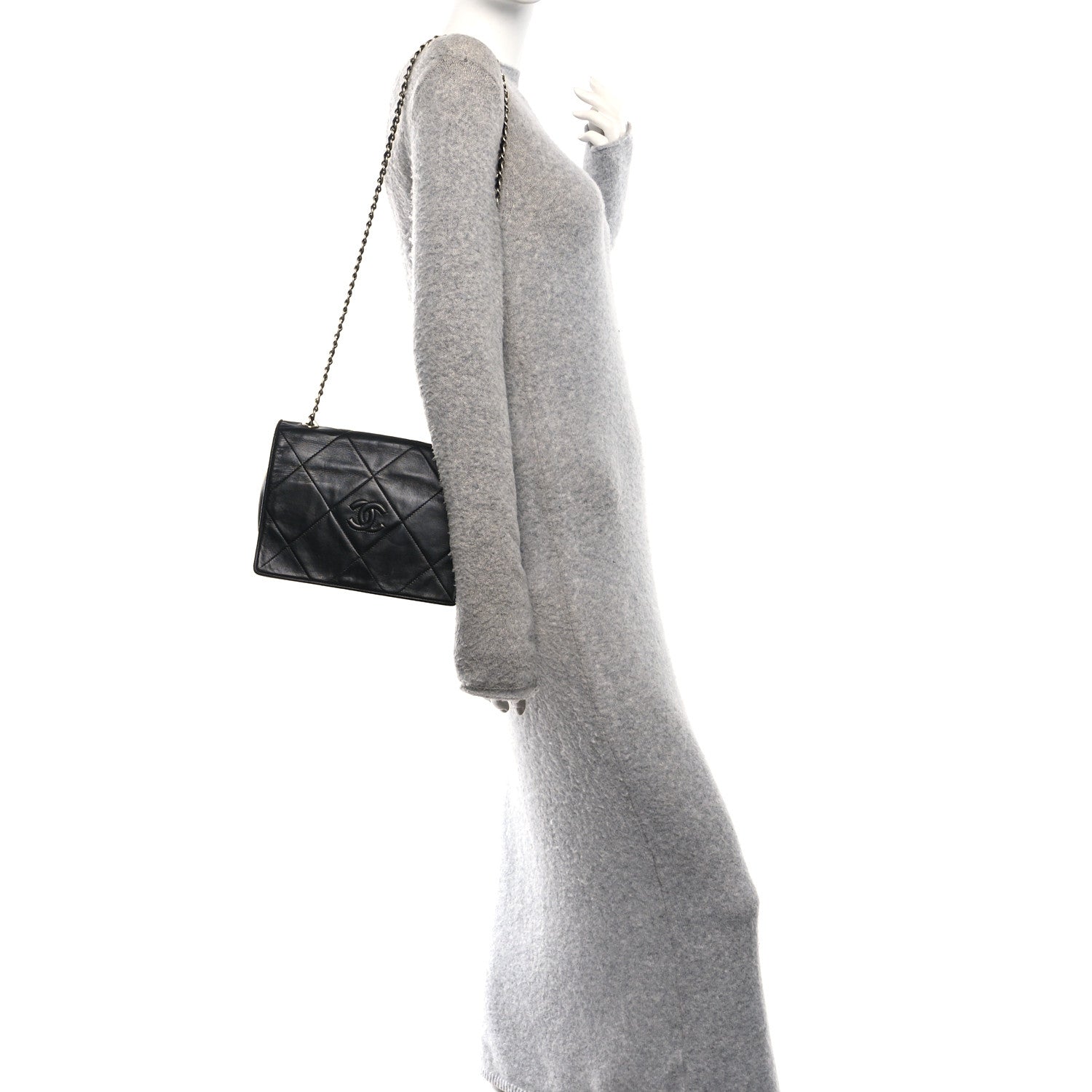 Chanel Lambskin Quilted Diamond CC Flap Black 2 of 11