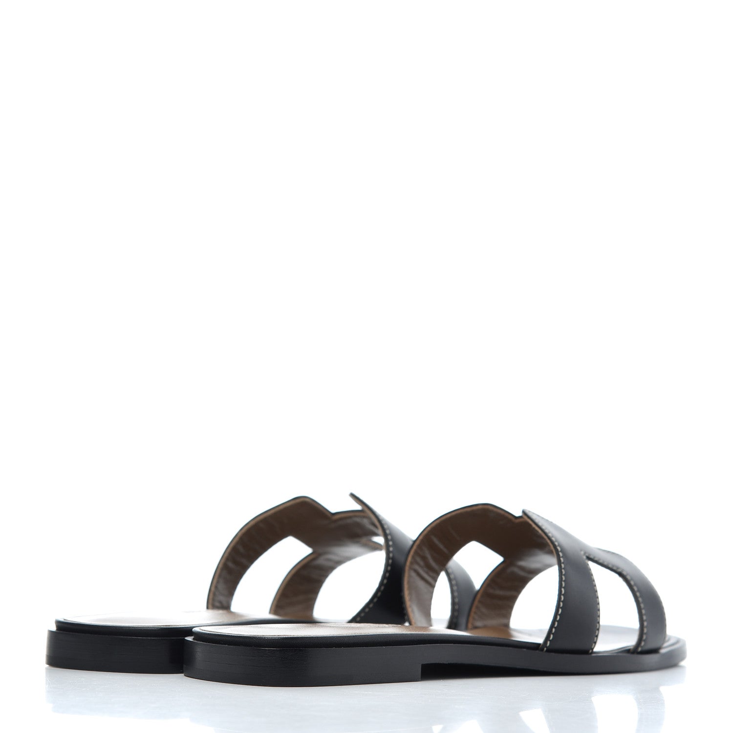 Hermes Box Calfskin Oran Sandals 37 Black 4 of 13