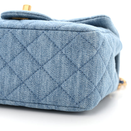 Chanel Denim Quilted Mini Pearl Crush Flap Blue 10 of 10