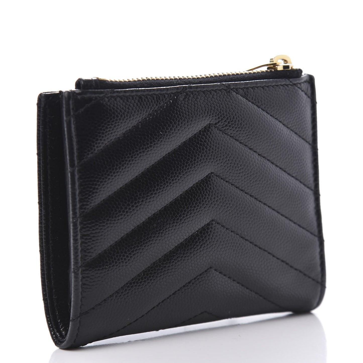 Grain De Poudre Matelasse Chevron Monogram Zipped Card Case Black