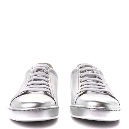 Gucci Metallic Nappa Interlocking G Perforated Womens Ace Sneakers 38 Silver 2 of 10