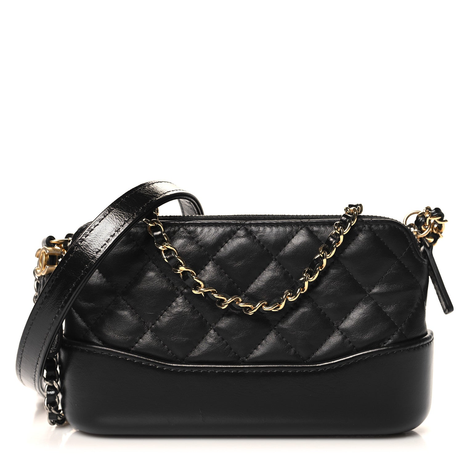 Chanel Aged Calfskin Quilted Small Gabrielle Clutch With Chain Black 1 of 14