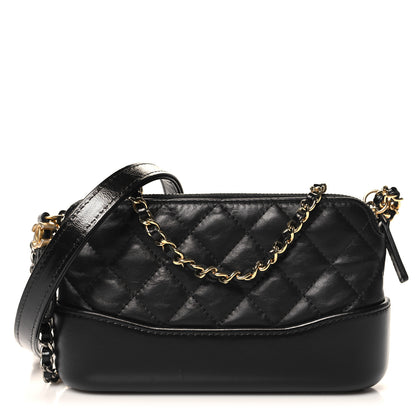Chanel Aged Calfskin Quilted Small Gabrielle Clutch With Chain Black 1 of 14