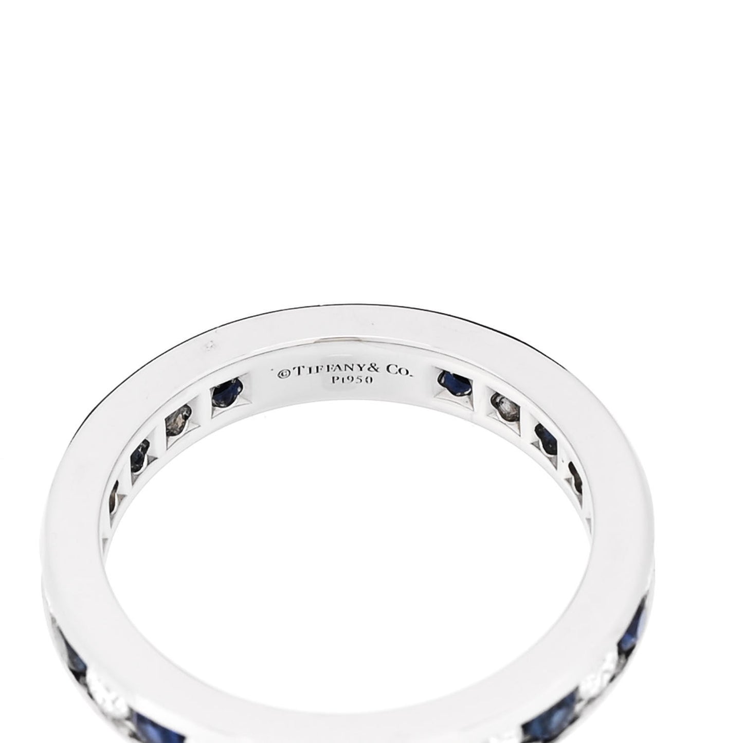 Platinum Diamond Blue Sapphire Eternity Band Ring 49 5