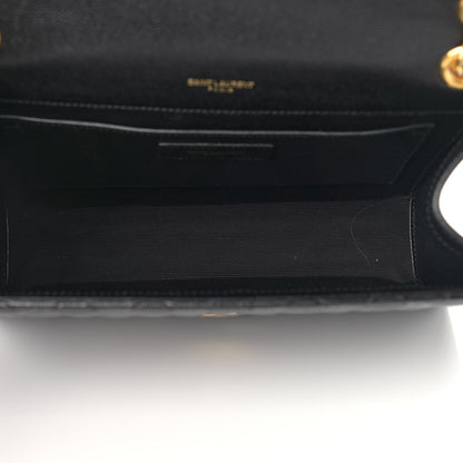 Saint Laurent Grain De Poudre Textured Mixed Matelasse Triquilt Medium Monogram Satchel Black 5 of 11