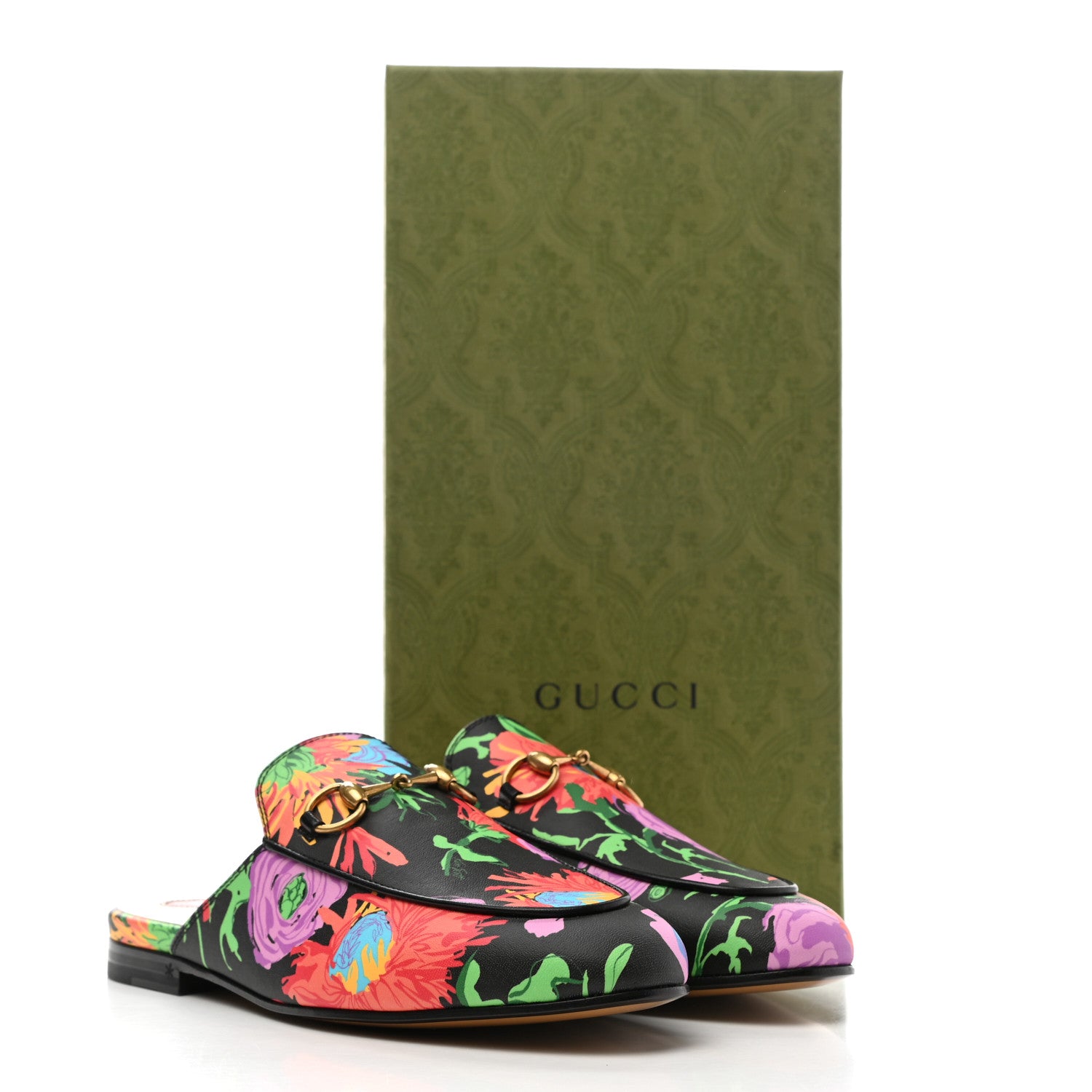 Gucci X KEN SCOTT Canvas Infinity Jenni Women's Princetown Slippers 36 Black Pink 9 of 9