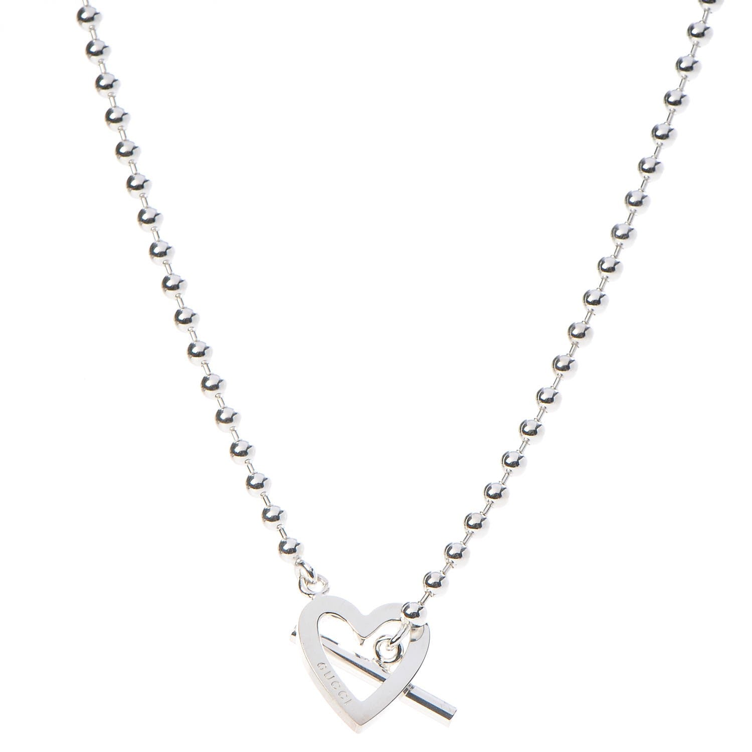 Gucci Sterling Silver Heart Toggle Necklace 1 of 6