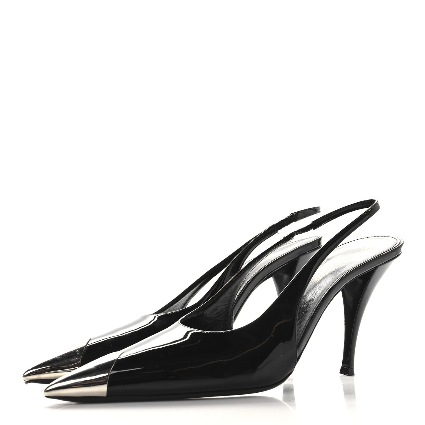 Patent Cap Toe Vesper Slingback Pumps 39 Black