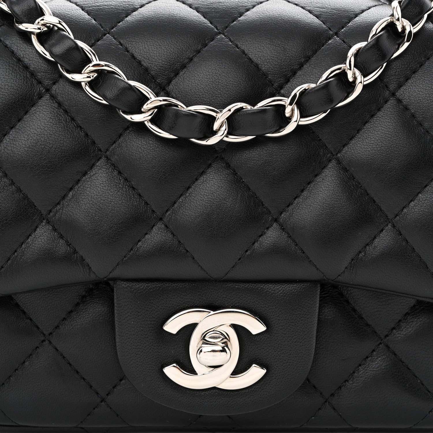 Chanel Lambskin Quilted Mini Square Flap Black 8 of 10