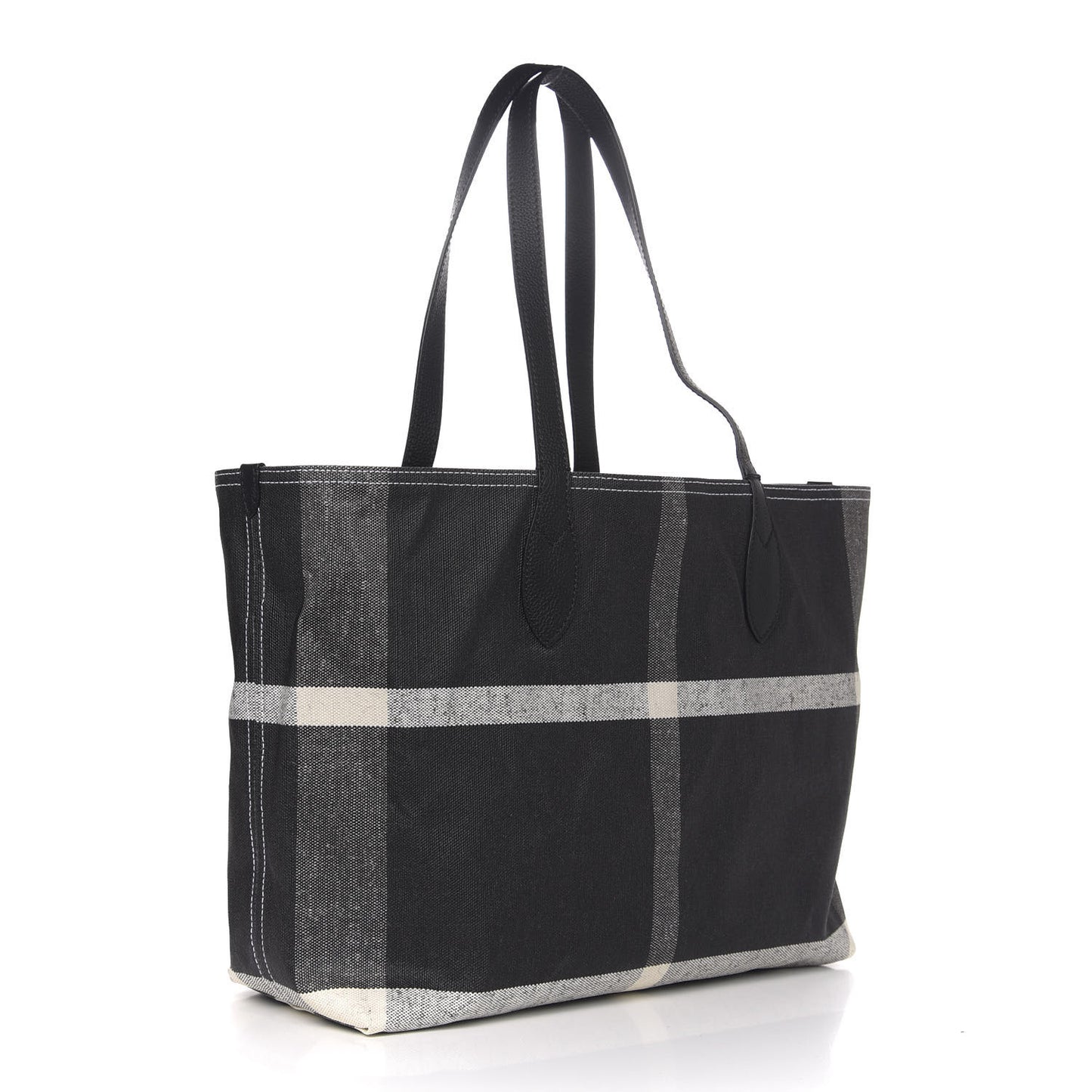 Coated Canvas Mega Check Medium Doodle Tote Black White