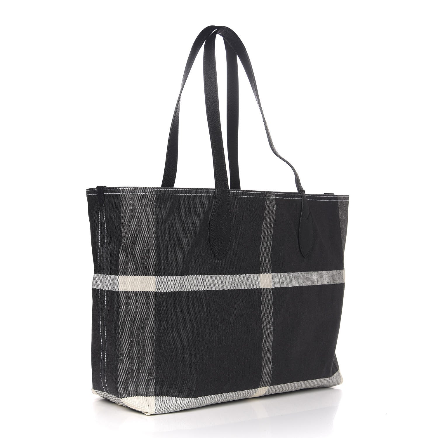Burberry Coated Canvas Mega Check Medium Doodle Tote Black White 4 of 15