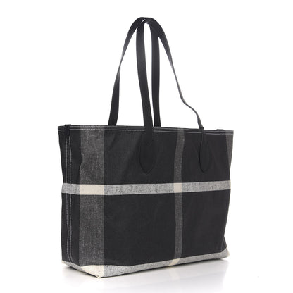 Burberry Coated Canvas Mega Check Medium Doodle Tote Black White 4 of 15