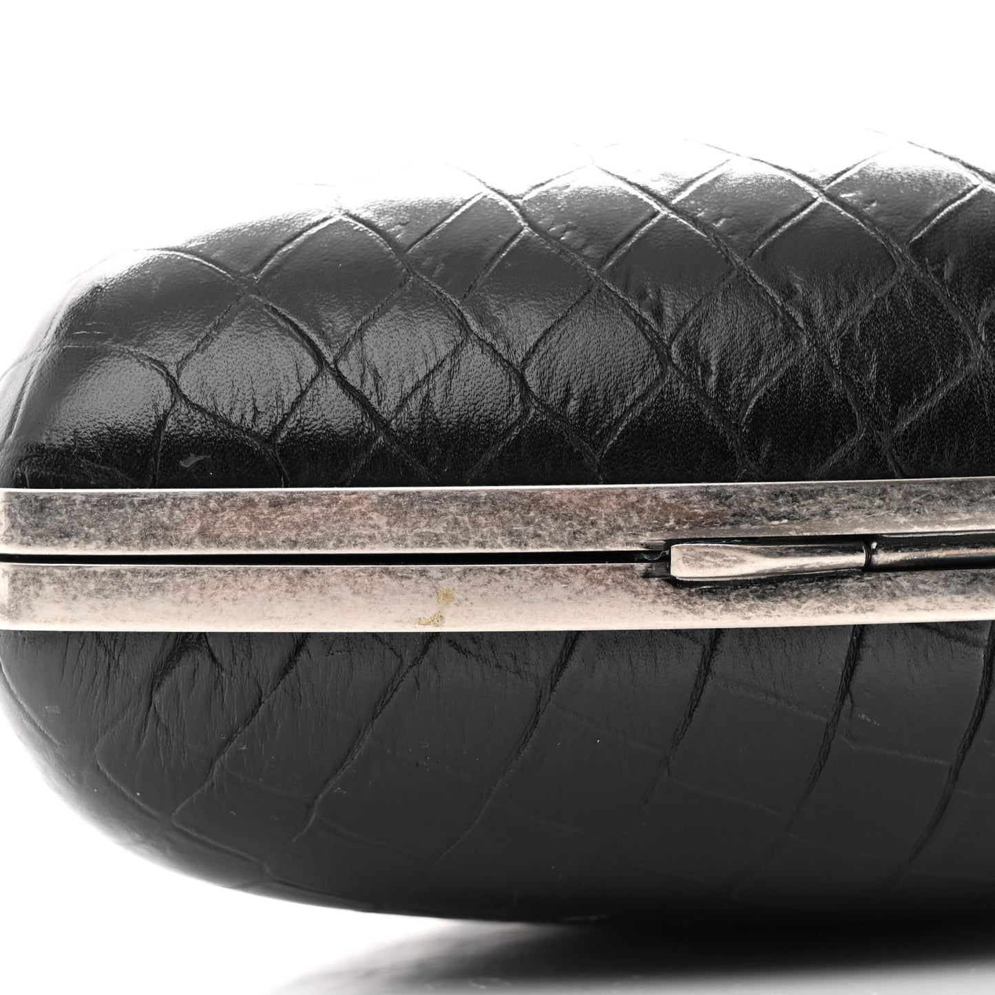 Calfskin Crocodile Embossed Monogram Love Box Bag Black