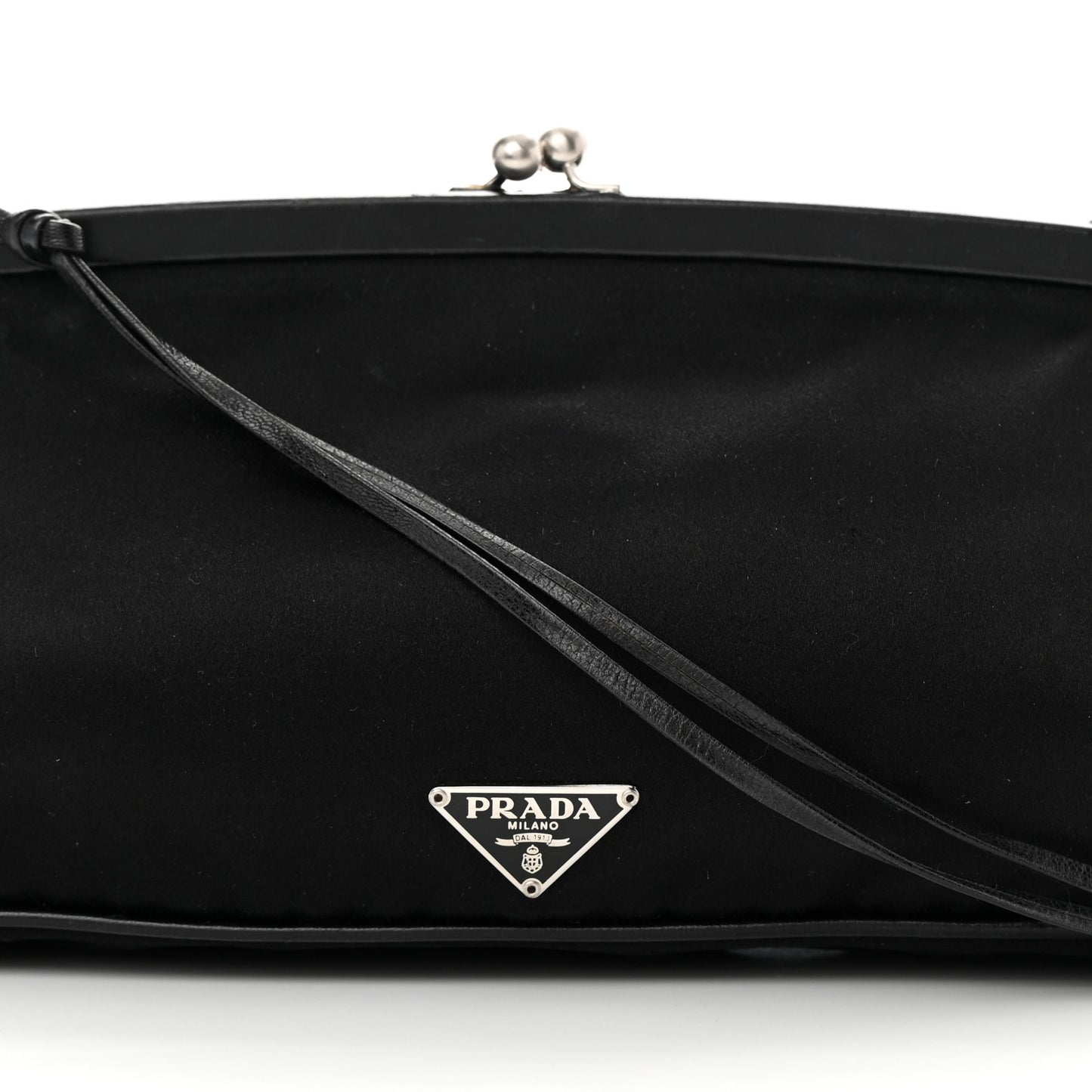 Tessuto Nylon Nappa Kisslock Shoulder Bag Black