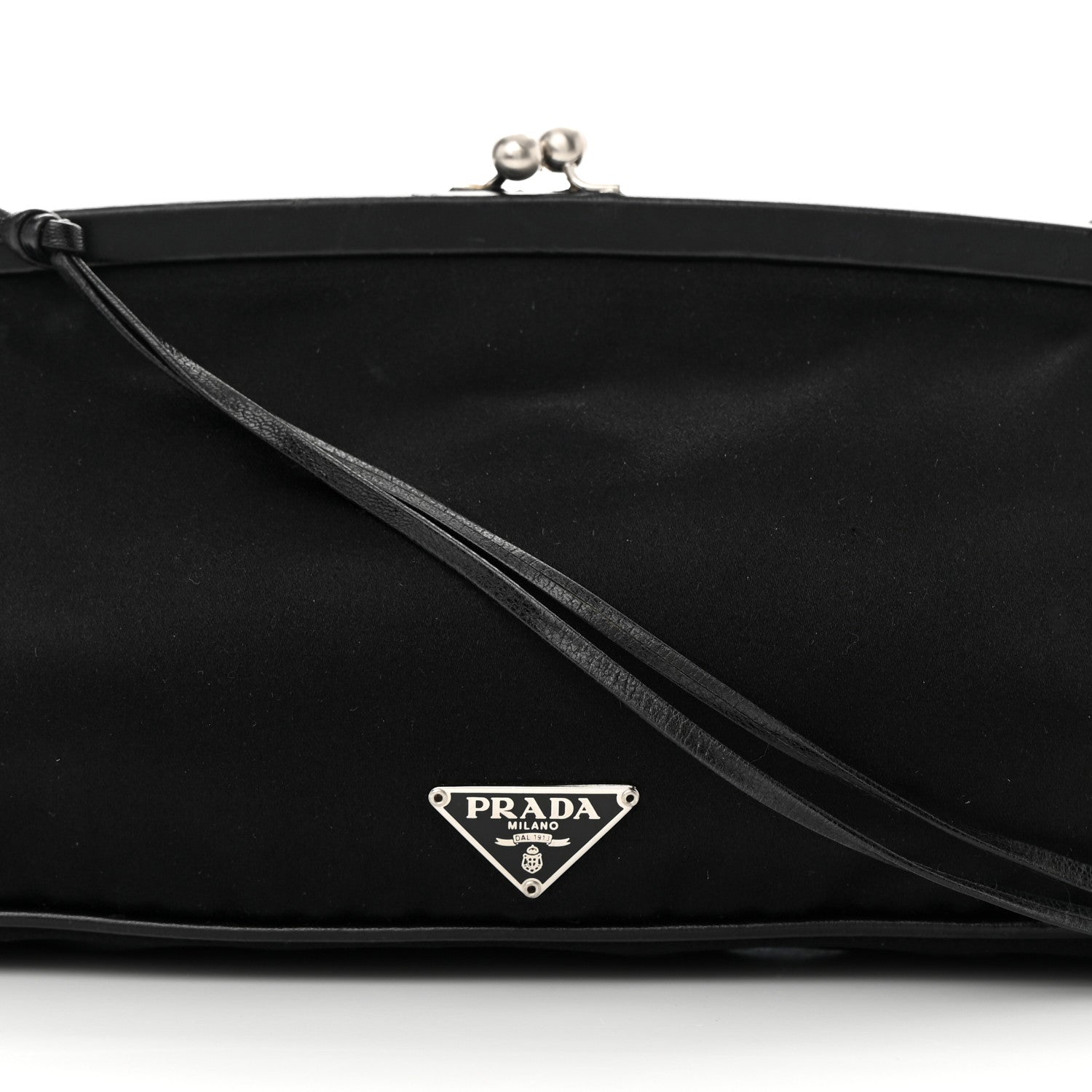 Prada Tessuto Nylon Nappa Kisslock Shoulder Bag Black 12 of 14