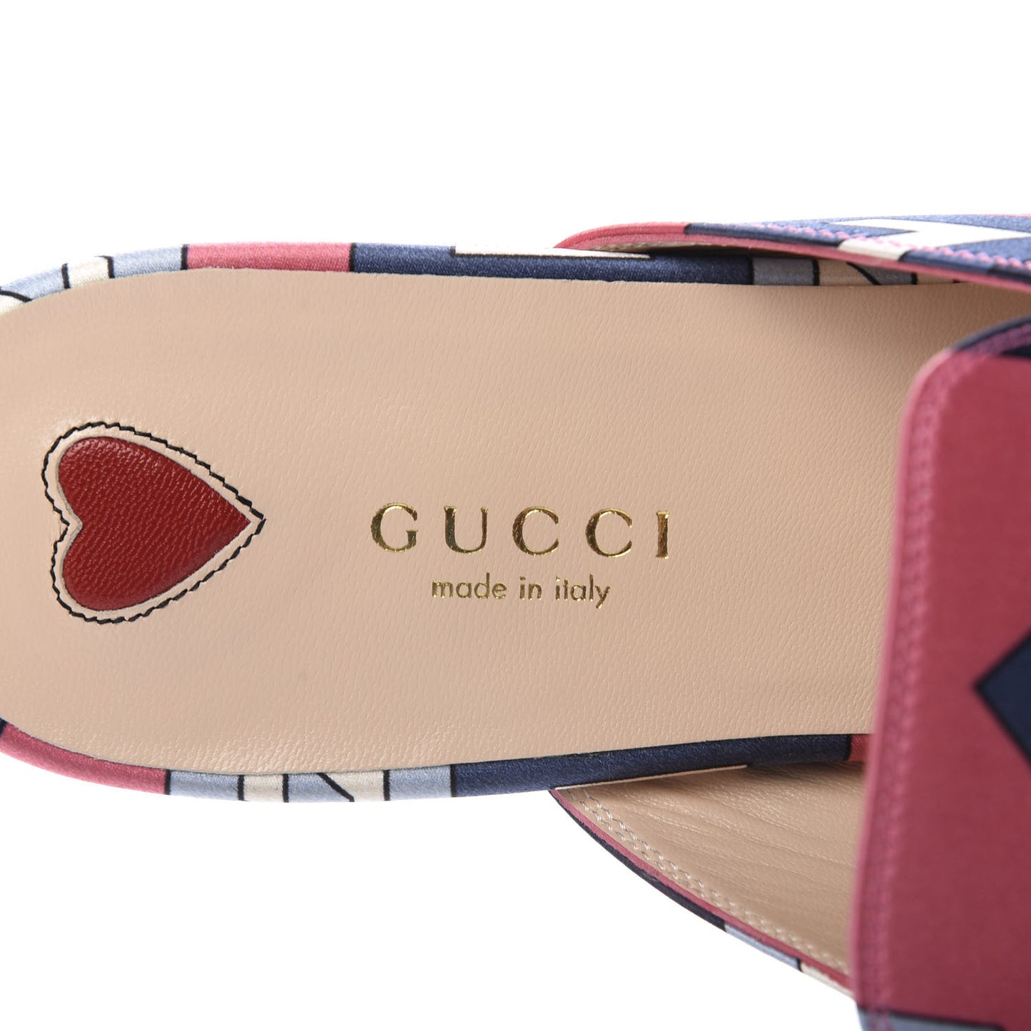 Satin GG Wallpaper Womens Princetown Slippers 38.5 Pink Flamboyant Blue Black