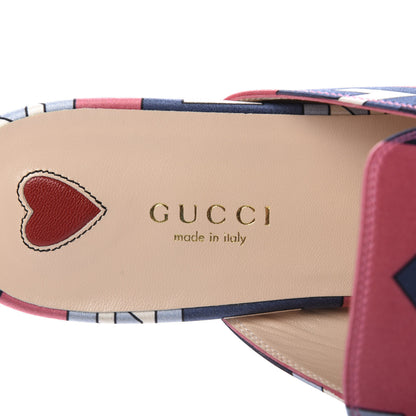 Gucci Satin GG Wallpaper Womens Princetown Slippers 38.5 Pink Flamboyant Blue Black 7 of 10
