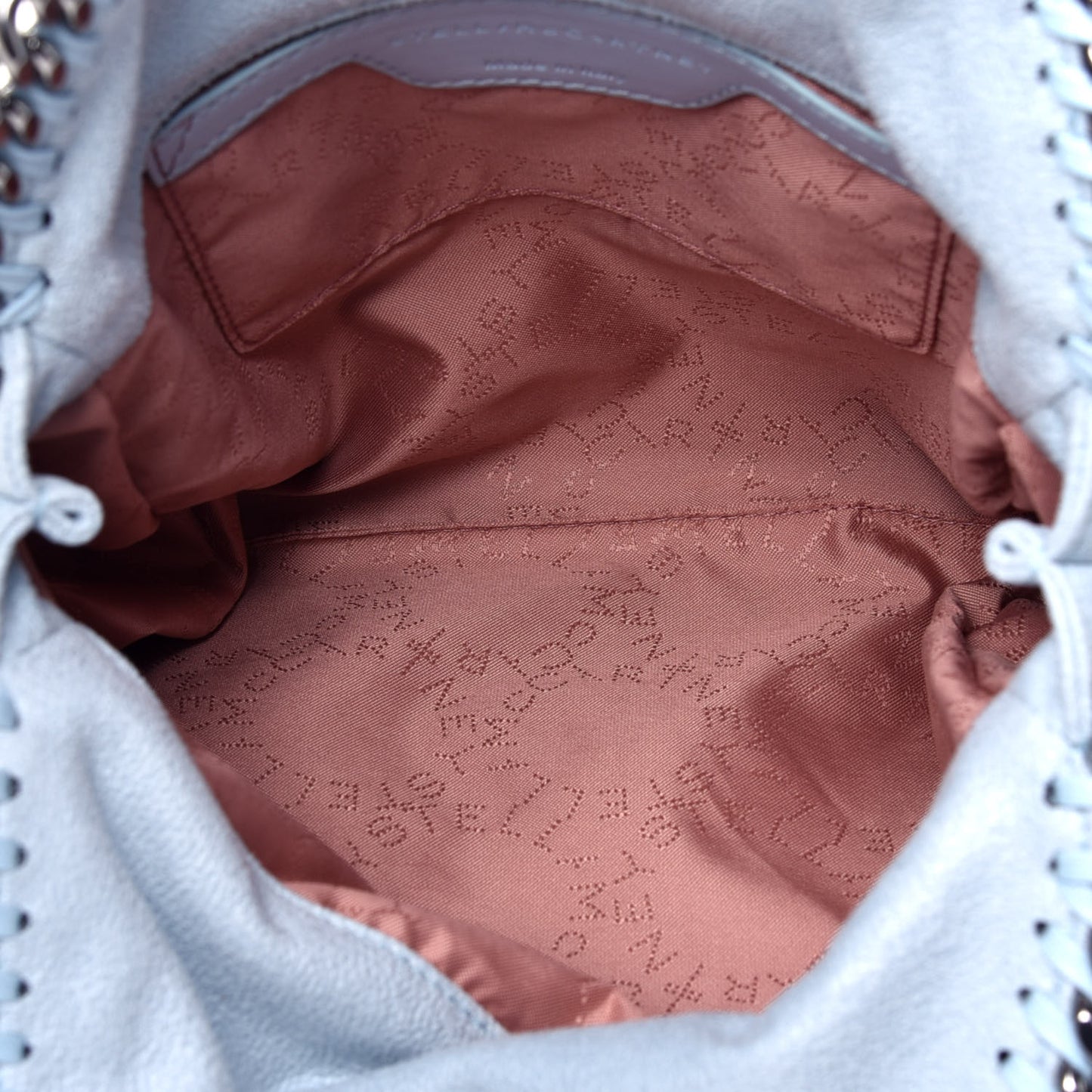 Shaggy Deer Mini Falabella Fold Over Tote Light Blue