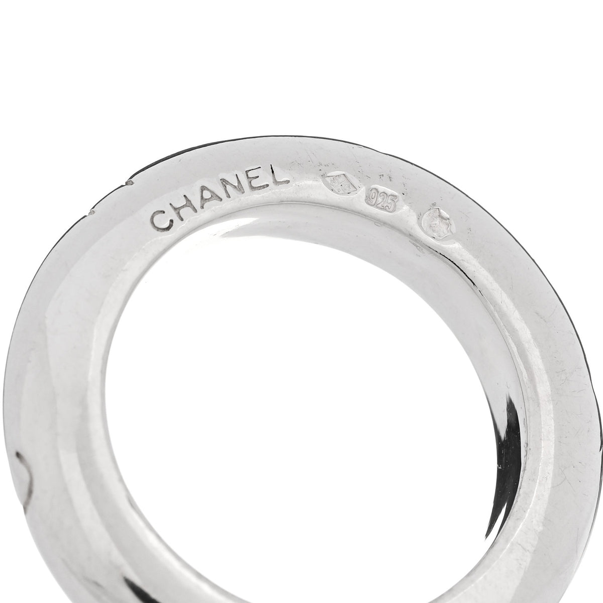 Chanel Sterling Silver Logo Set of 3 Stacking Rings 52 6 5 of 5