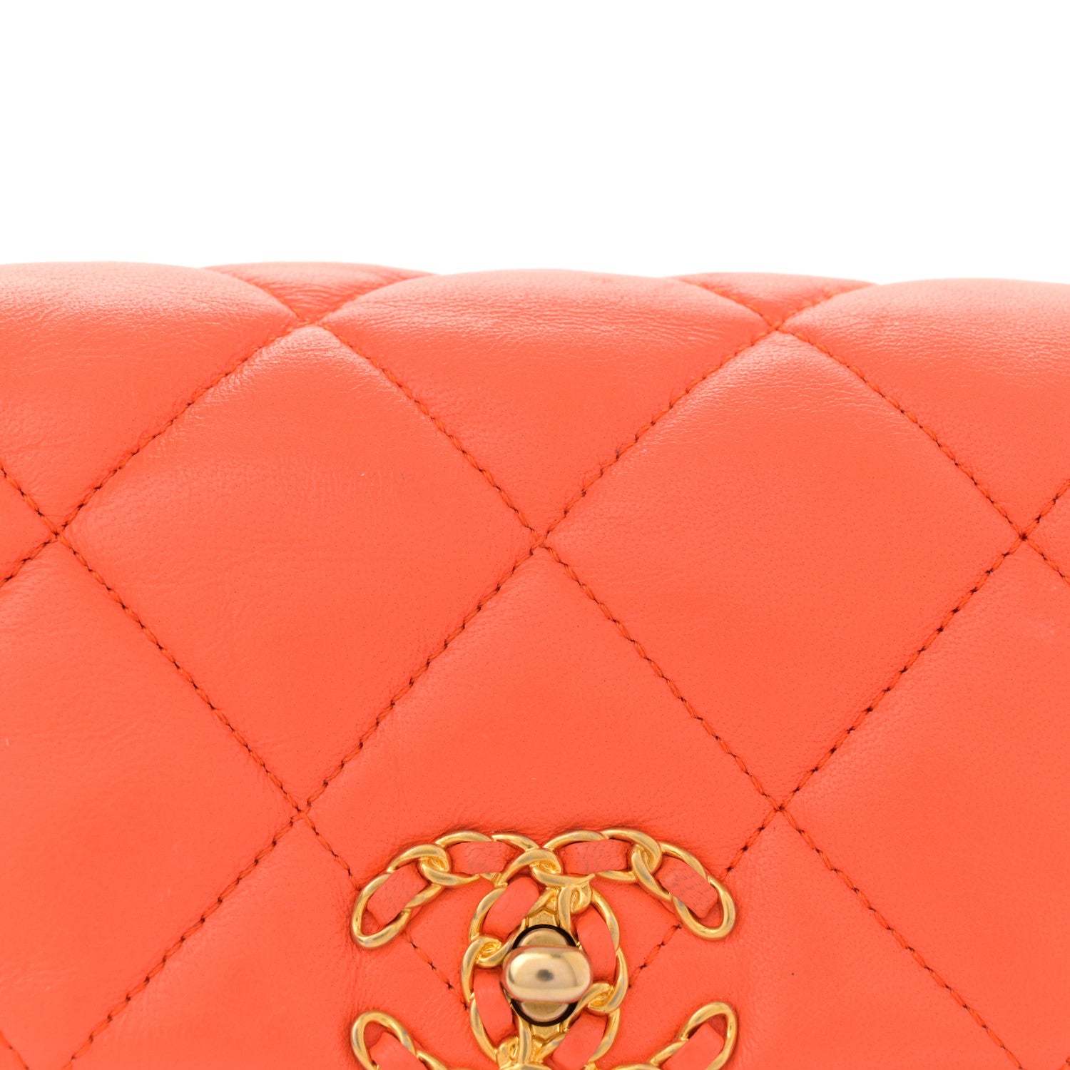 Chanel Lambskin Quilted Chanel 19 Waist Bag Orange 8 of 13