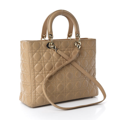 Christian Dior Lambskin Cannage Large Lady Dior Beige 3 of 10