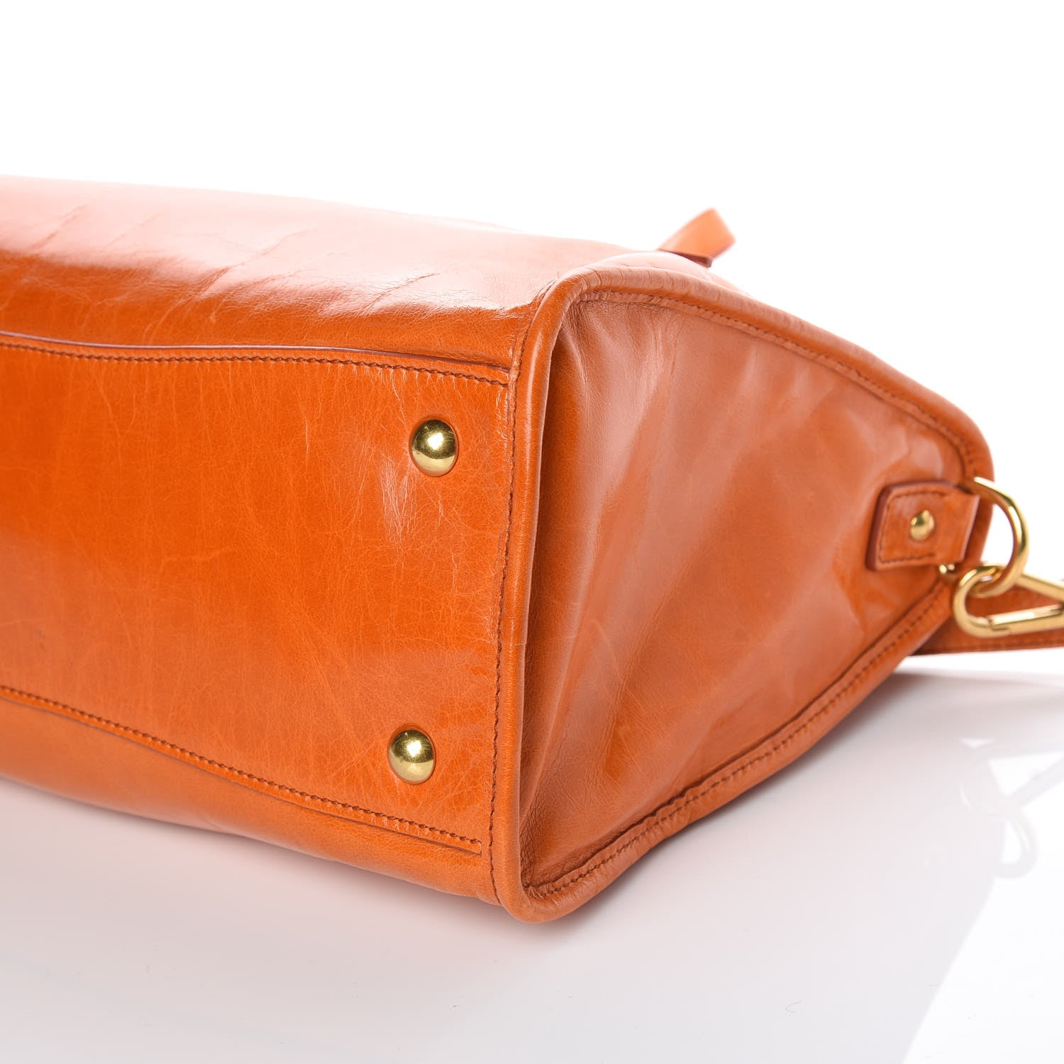 Miu Miu Vitello Shine Zip Tote Papaya 6 of 11