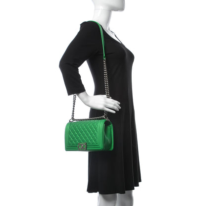 Chanel Metallic Calfskin Quilted Medium Boy Flap Green 2 of 9