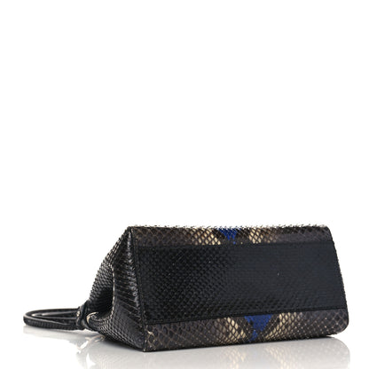 Fendi Snakeskin Mini Peekaboo Iconic Satchel Blue Multicolor 4 of 10