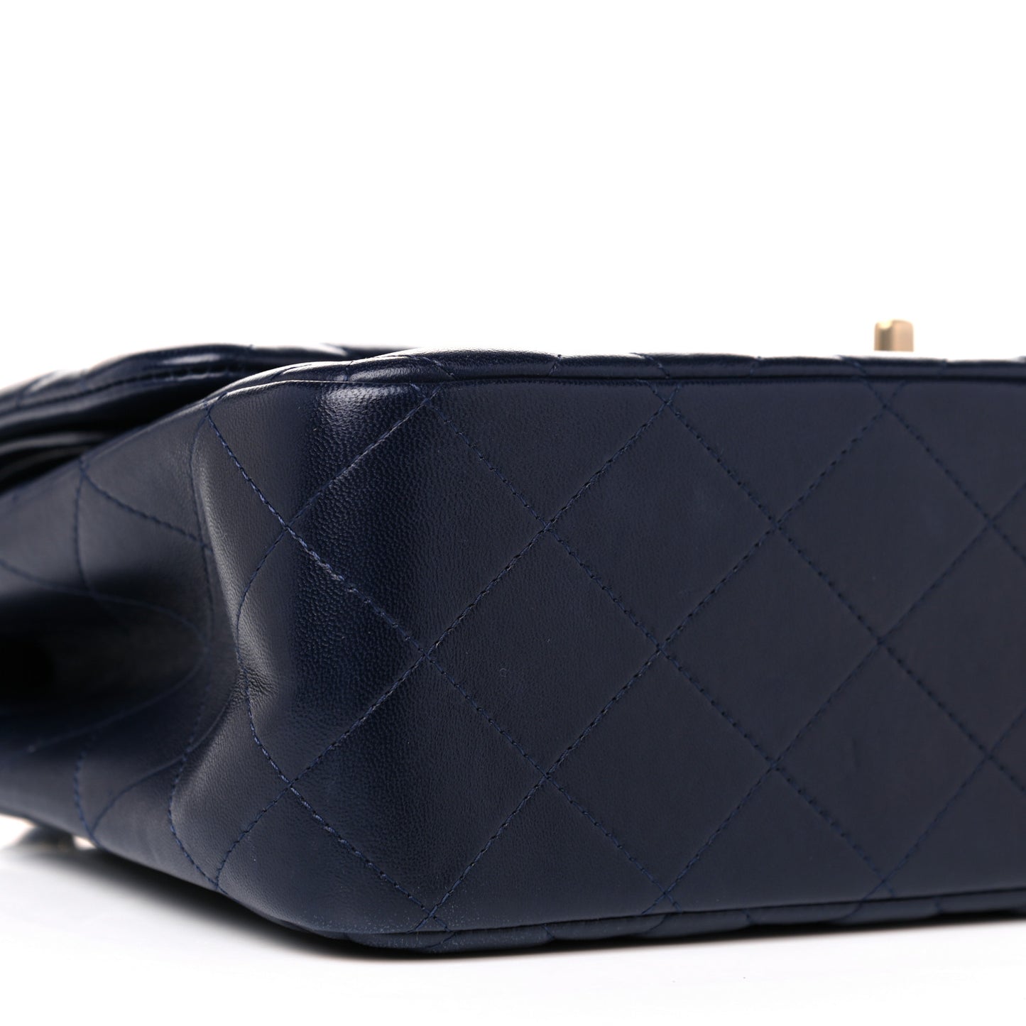 Lambskin Quilted Jumbo Double Flap Navy Blue