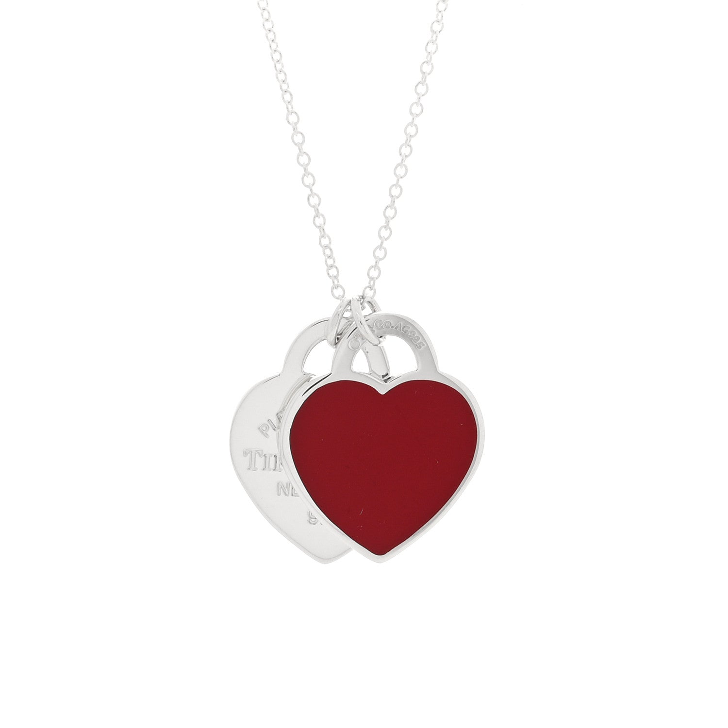 Tiffany Sterling Silver Enamel Return to Tiffany Double Heart Tag