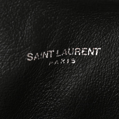 Saint Laurent Canvas Calfskin Teddy Drawstring Shopping Tote White Black 7 of 12